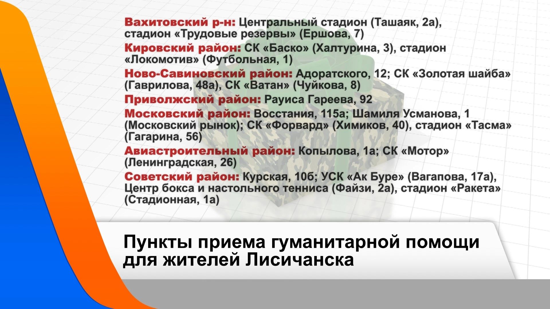 В Казани отрыто 17 пунктов приема помощи мобилизованным и жителям Лисичанска