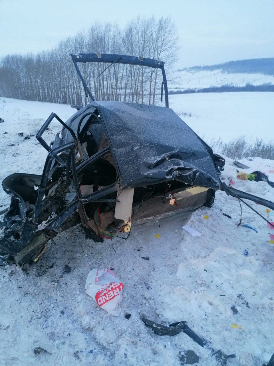 Водитель Лады погиб в лобовом столкновении на трассе в Альметьевском районе Татарстана