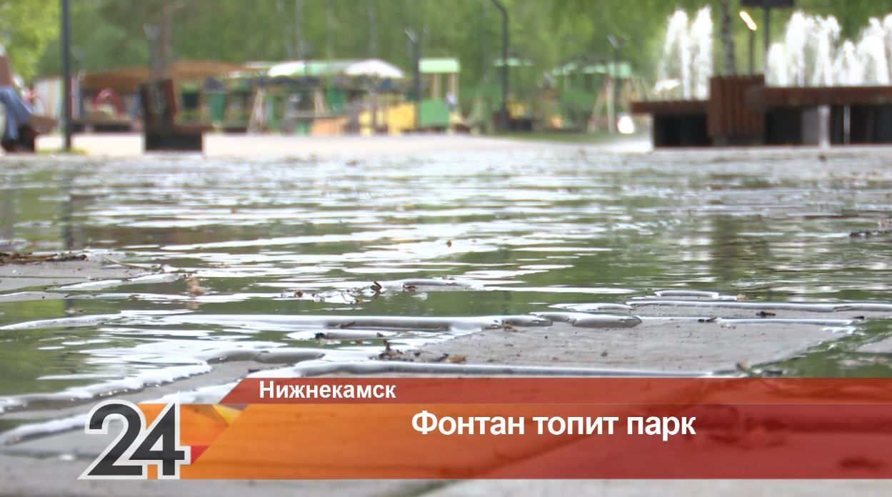 В Нижнекамске фонтан затопил парк