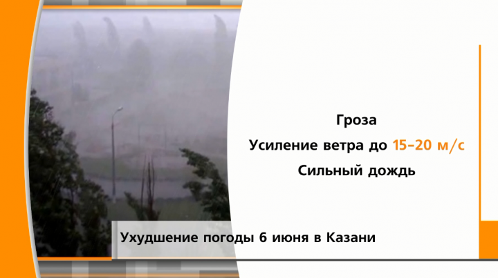 6 июня в Казани прогнозируют сильный дождь с грозой