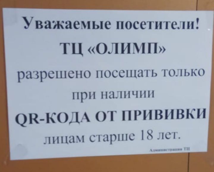 В торговых центрах Нижнекамска появились объявления о QR-кодах
