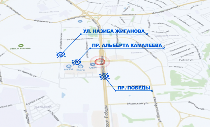 В Казани до 31 мая ограничат движение транспорта по проспекту Альберта Камалеева