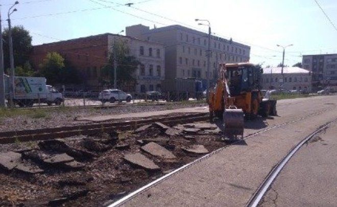 На улице Саид-Галеева в Казани начались работы по переносу трамвайных путей