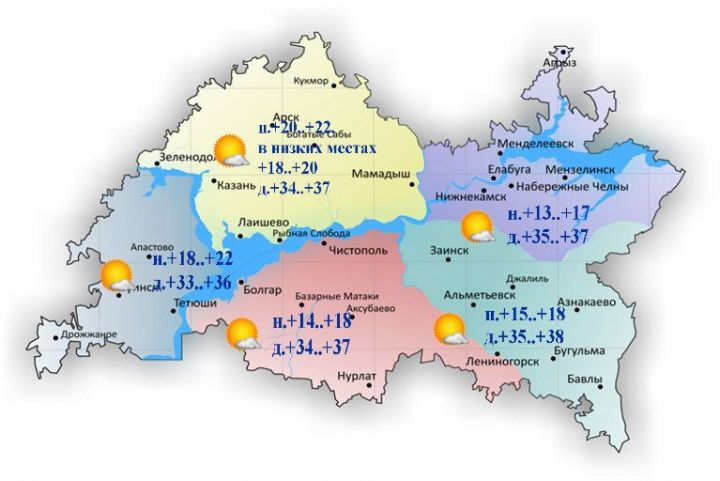 20 августа в Татарстане воздух может прогреться до 38 градусов
