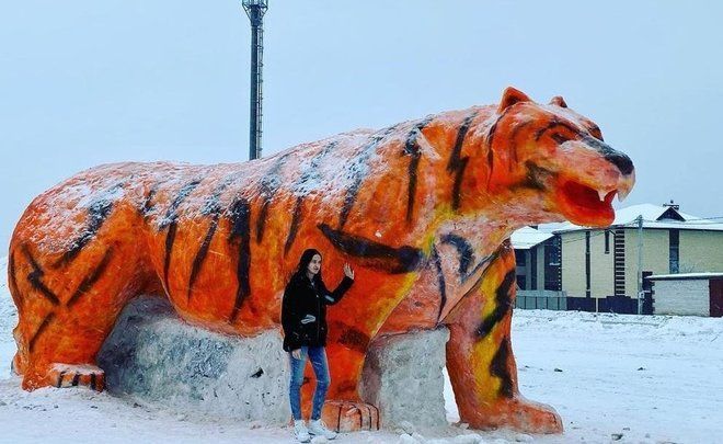 В Зеленодольском районе появилась девятиметровая фигура тигра
