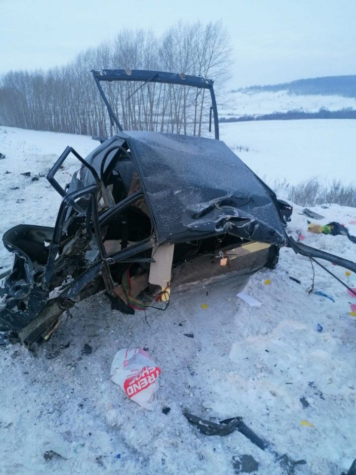 Водитель «Лады» погиб в лобовом столкновении на трассе в Альметьевском районе Татарстана