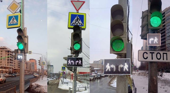 В Казани установили новые инфосекции, которые подсказывают водителям о пешеходном переходе на повороте