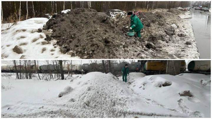 Две несанкционированные свалки снега обнаружили в Авиастроительном районе